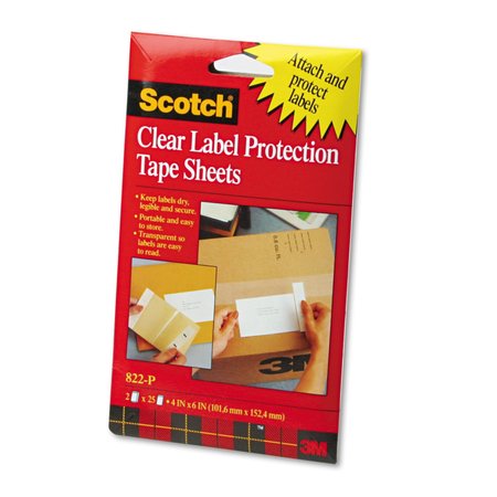 SCOTCH ScotchPad Label Protection Tape Sheets, 4" x 6", Clear, PK50 822-P